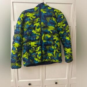 Used boys lands end revirsible camo winter puffer coat